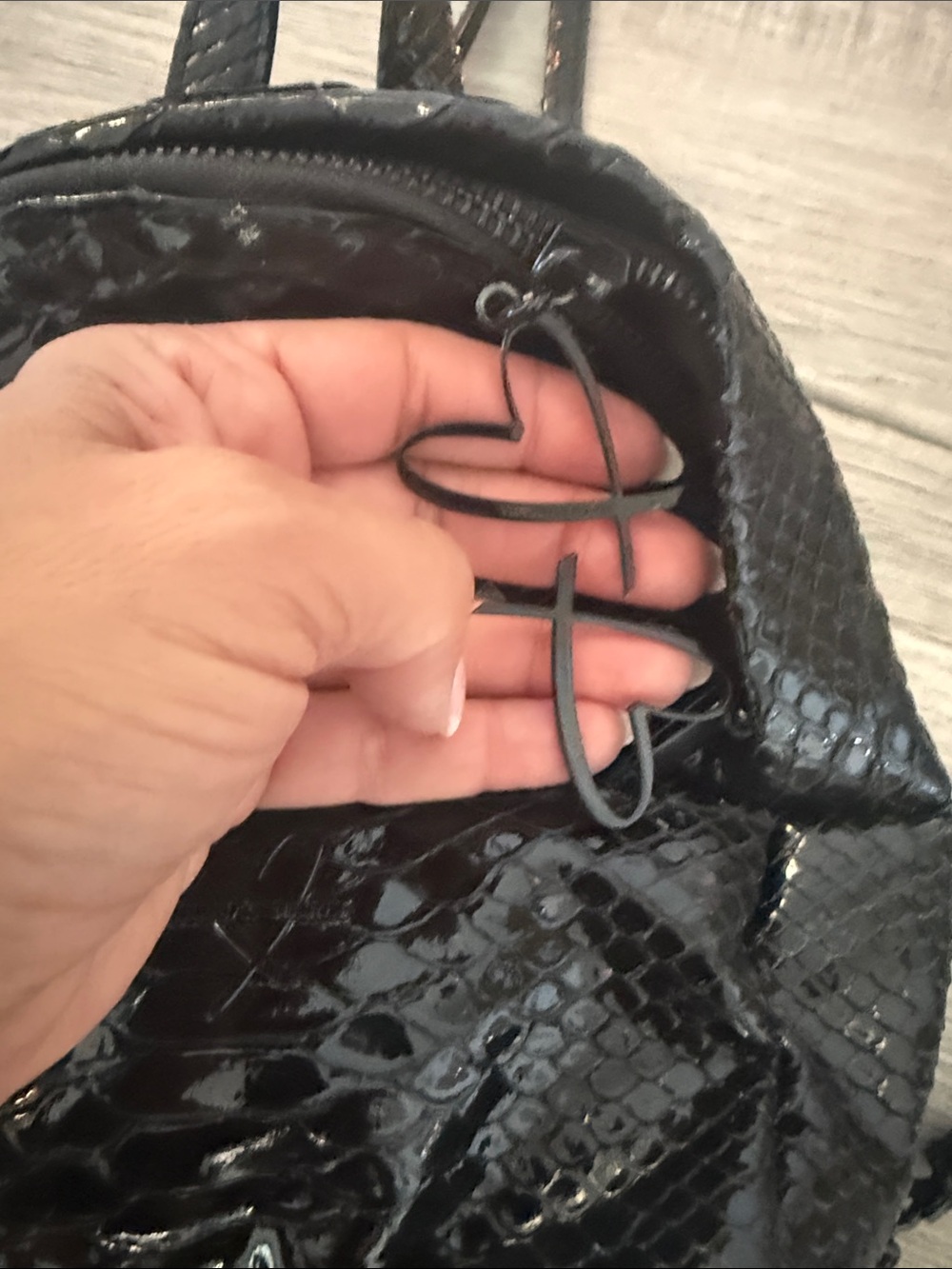 Victoria's Secret Black Faux Snakeskin Mini Backpack - Picture 4 of 5